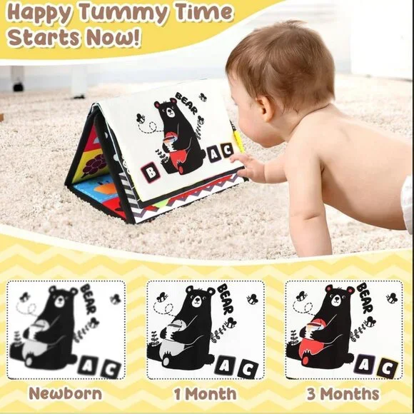 High Contrast Tummy Time Toy, Crinkle Mirror Sensory for Baby 0 to 12 Months - Picture 4 of 7